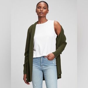 NEW GAP Cotton Open Front Cardigan Olive Green Size XS